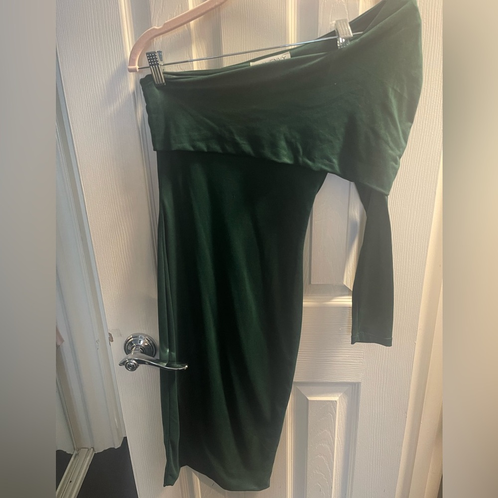 Green Long sleeve one shoulder dress size small- glam envy - Picture 1 of 3